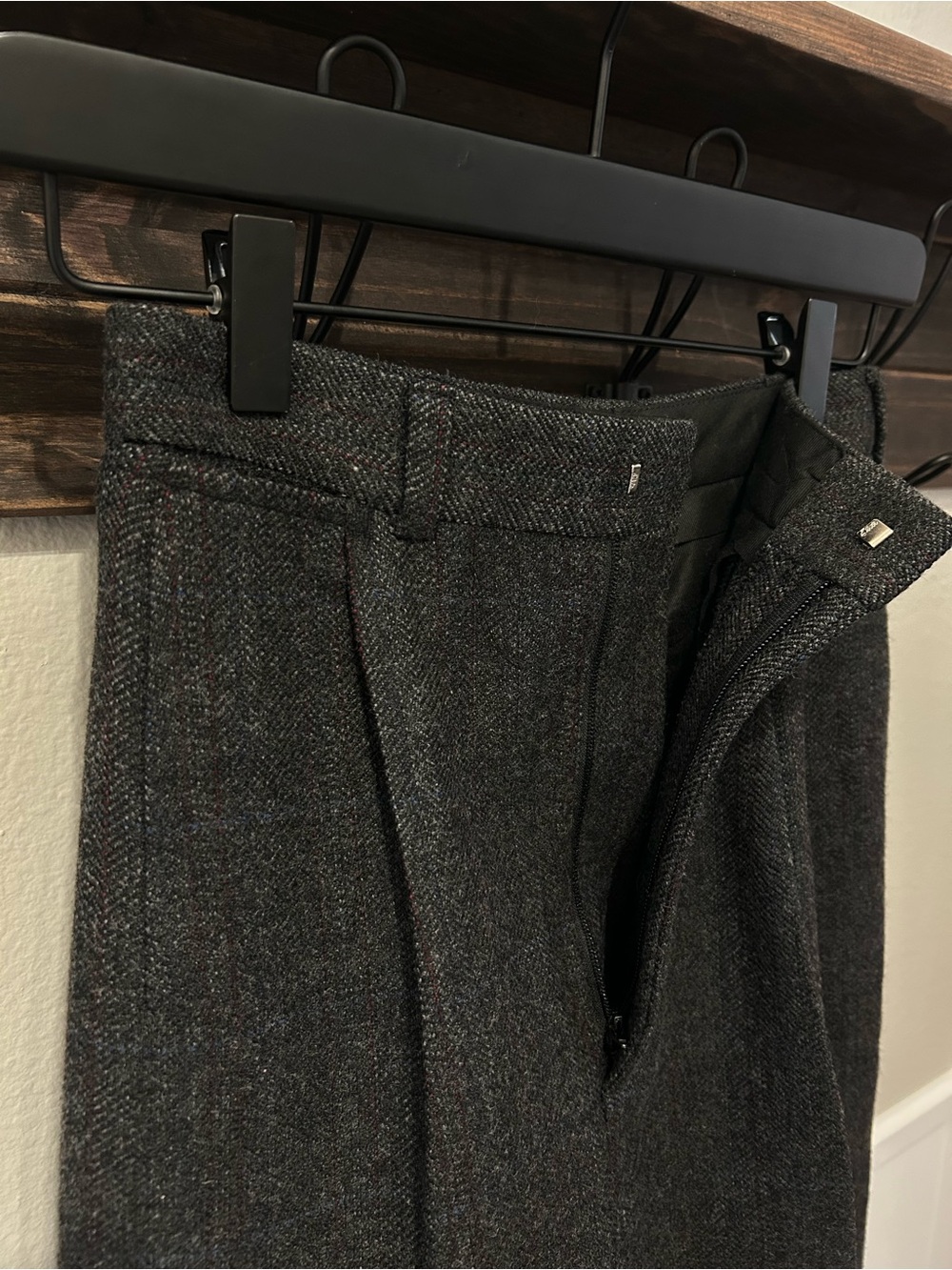 Vintage Ralph Lauren High Rise Ankle Wool Trousers USA Charcoal Gray 80s 90s - Picture 3 of 10